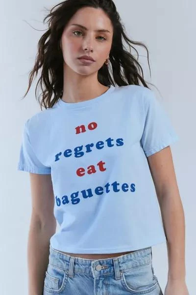 商品Urban Outfitters|No Regrets Eat Baguettes Graphic Slim Tee,价格¥150,第1张图片