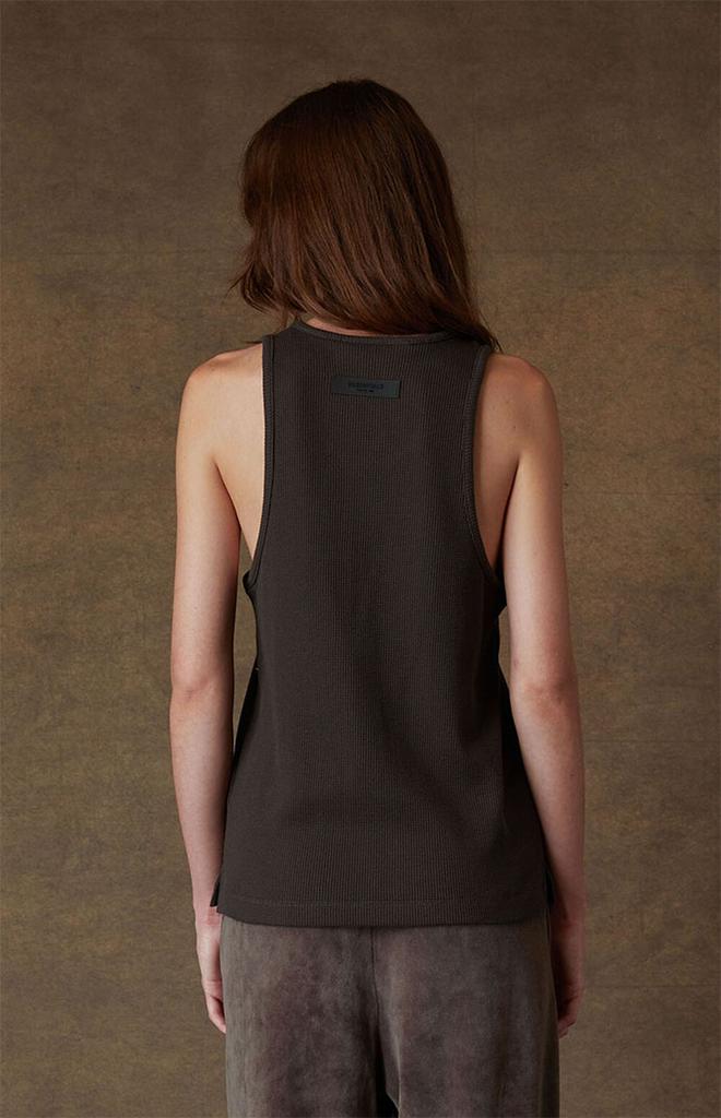 Women's Off Black Waffle Knit Tank Top商品第4张图片规格展示