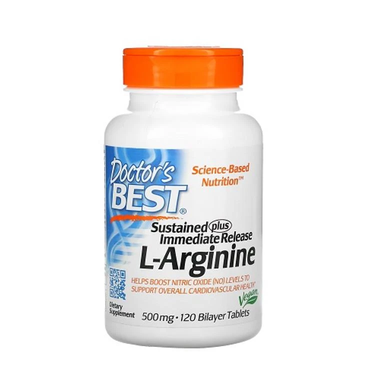 商品Doctors Best Vitamins|Doctors Best Sustained Plus Immediate Release L Arginine 500 mg Bilayer Tablets, 120 Ea,价格¥124,第1张图片