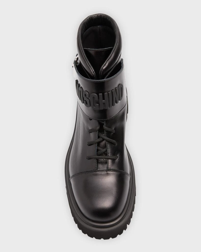 商品Moschino|Men's Leather Logo Combat Boots,价格¥7312,第5张图片详细描述