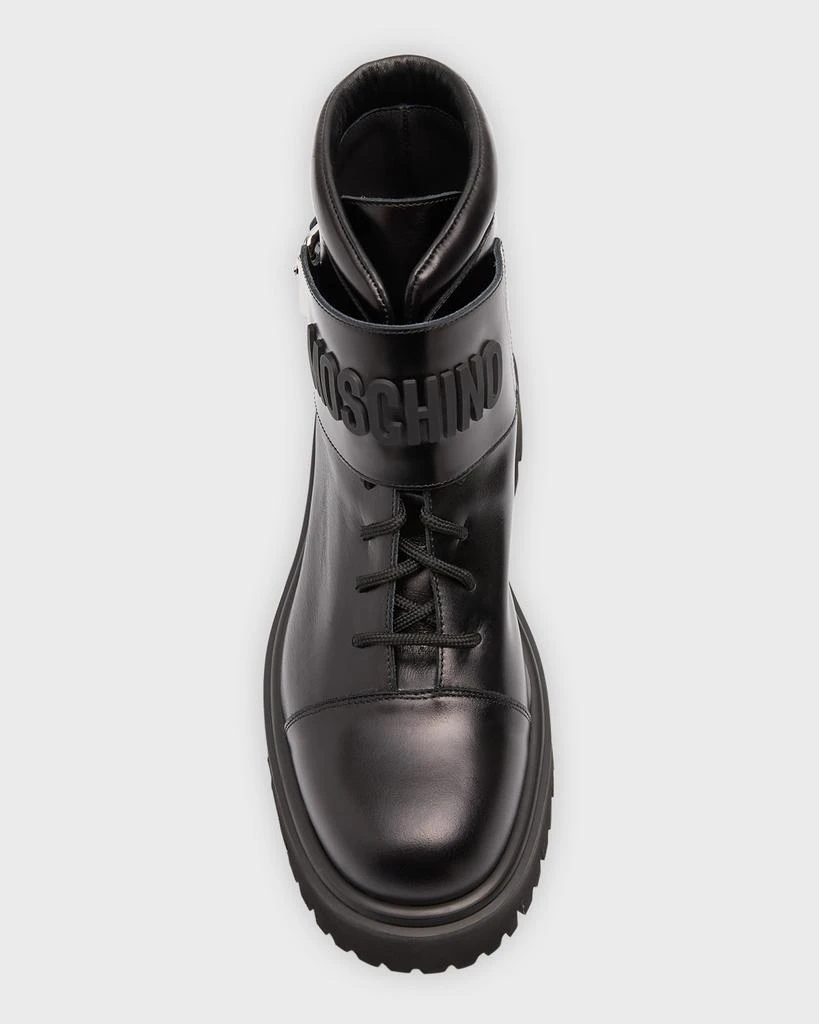 商品Moschino|Men's Leather Logo Combat Boots,价格¥5371,第5张图片详细描述