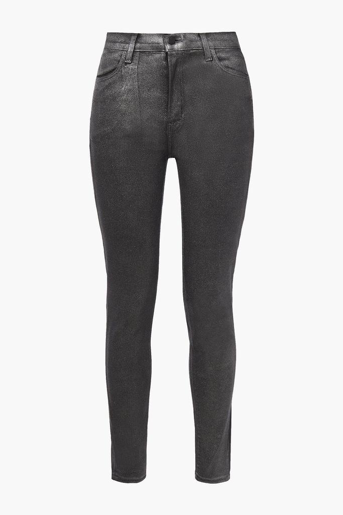商品J Brand|Glittered coated high-rise skinny jeans,价格¥604,第5张图片详细描述