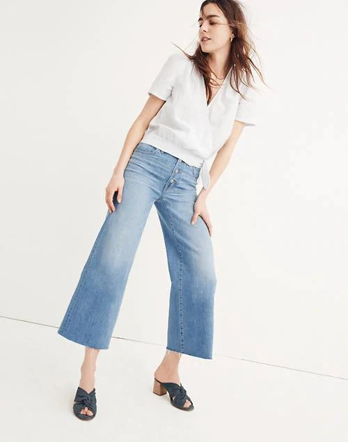 商品Madewell|Wide-Leg Crop Jeans: Button-Front Edition,价格¥555,第1张图片