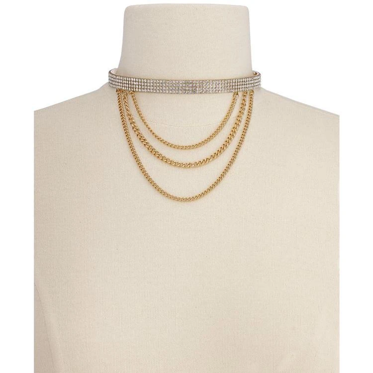 商品Thalia Sodi|Gold-Tone Crystal Layered Chain Choker Necklace, Created for Macy's,价格¥88,第2张图片详细描述