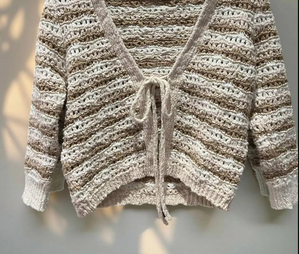 商品Autumn Cashmere|Autumn Cashmere - Tie Front Fancy Stitch Open Cardigan,价格¥1197,第2张图片详细描述