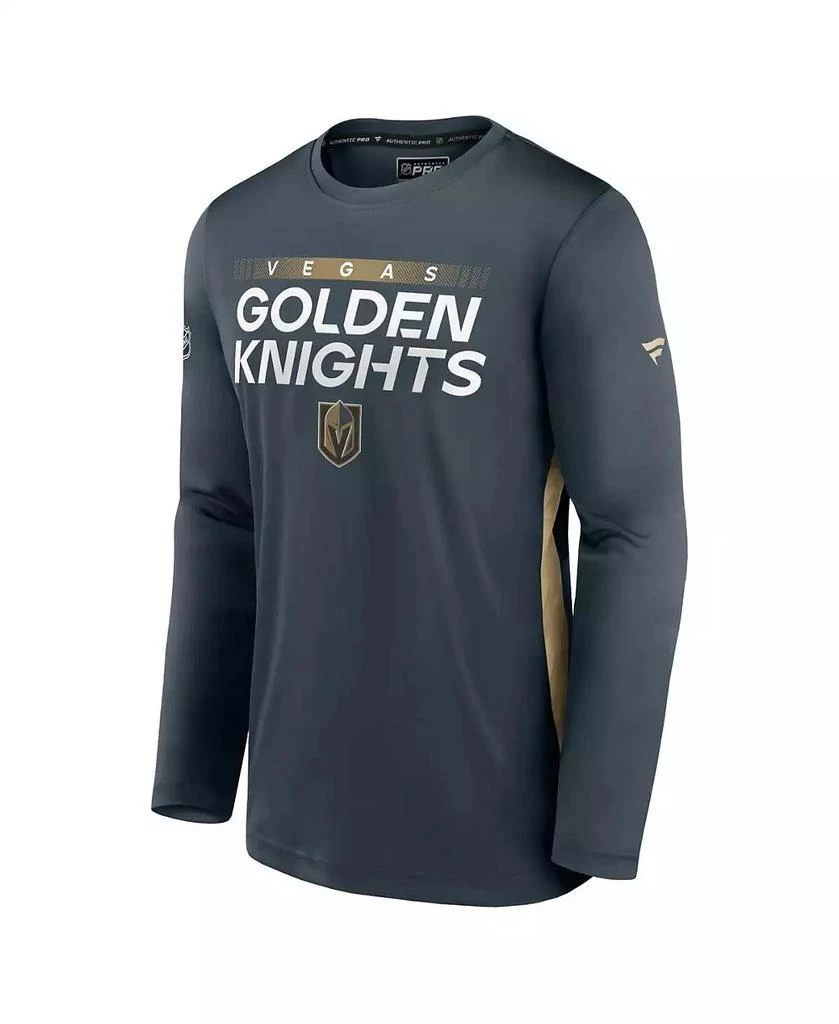 商品Fanatics|Men's Gray Vegas Golden Knights Authentic Pro Rink Performance Long Sleeve T-Shirt,价格¥411,第3张图片详细描述