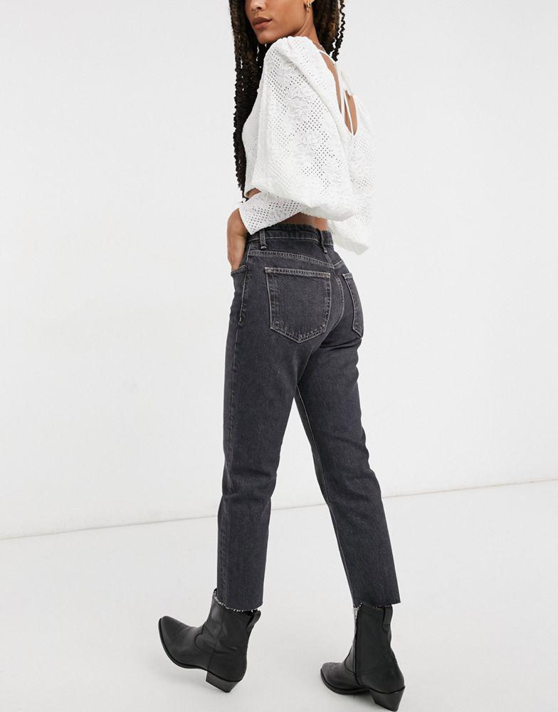 Topshop straight jeans in extreme washed black商品第2张图片规格展示