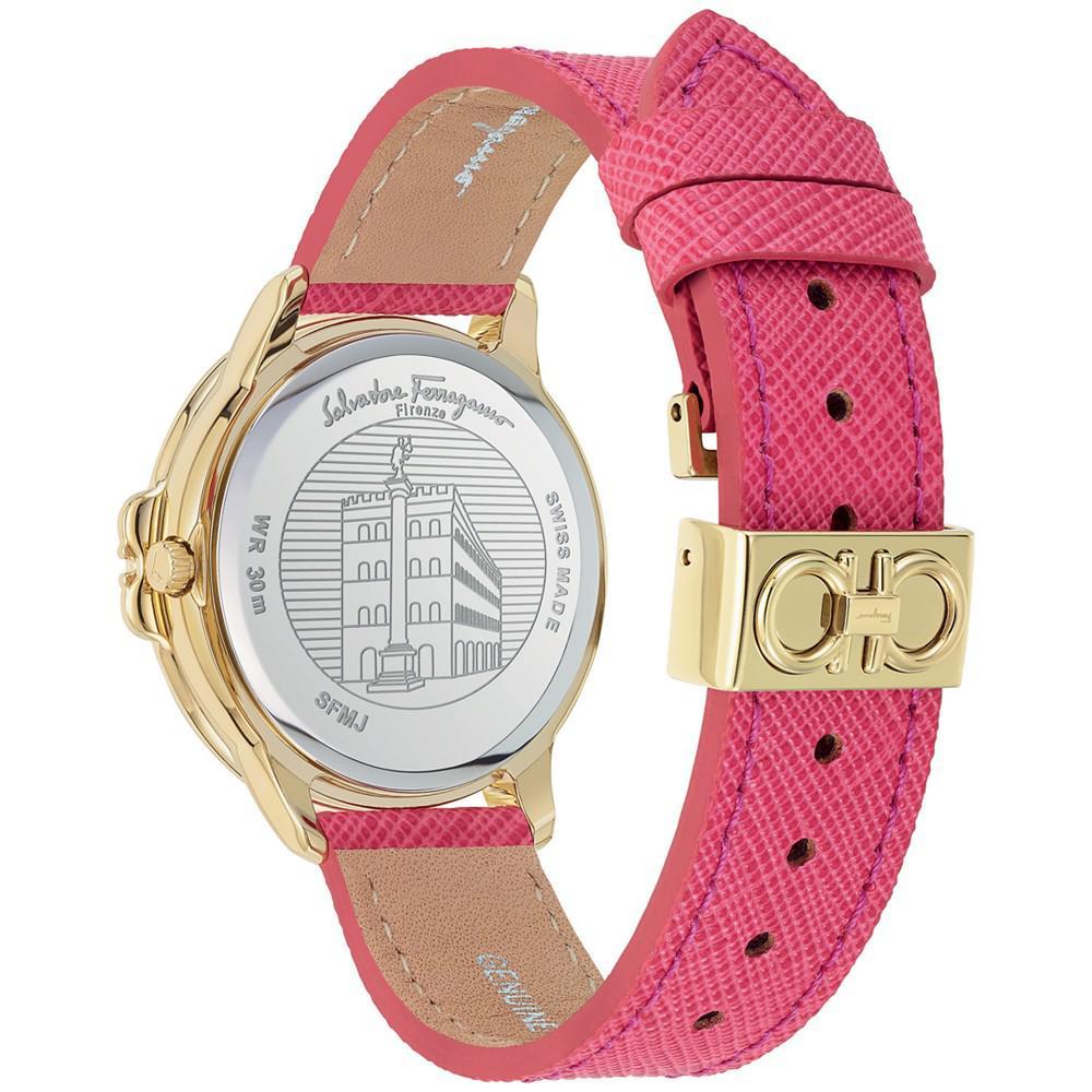 商品Salvatore Ferragamo|Women's Swiss Studmania Pink Saffiano Leather Strap Watch 34mm,价格¥8012,第5张图片详细描述