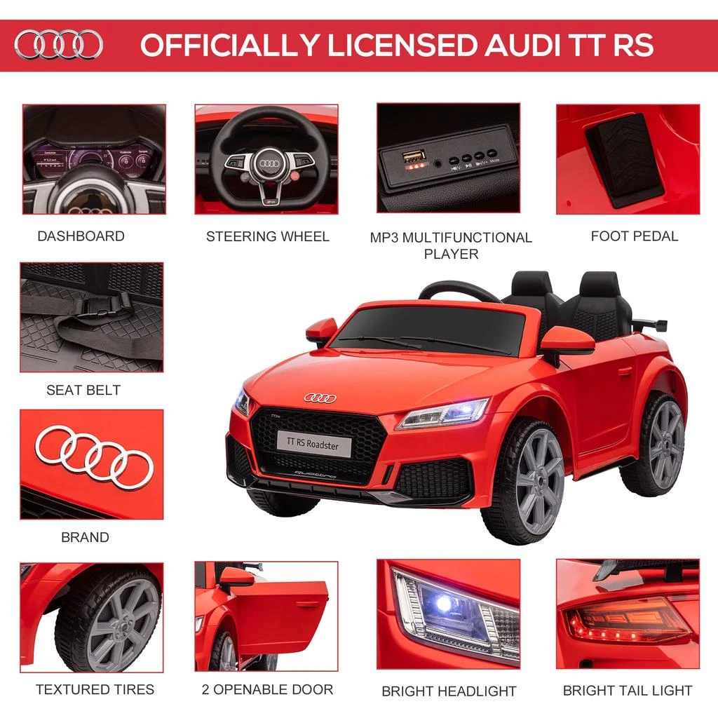 商品Streamdale Furniture|Streamdale Officially Licensed Audi TT RS Electric Kid's Car with Remote Control,价格¥2747,第4张图片详细描述