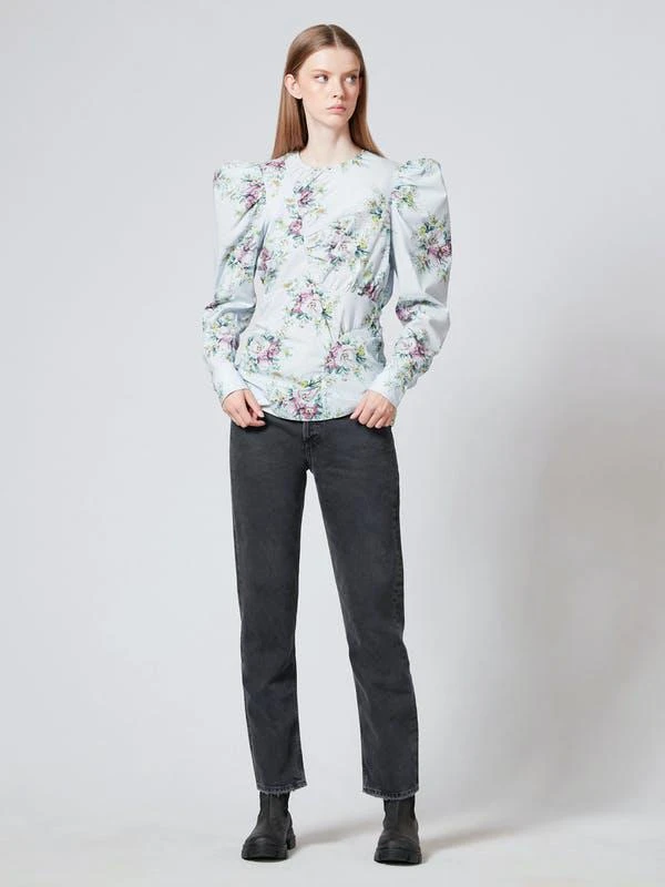 商品Ganni|Printed Cotton Poplin Blouse Heather (White),价格¥442,第1张图片
