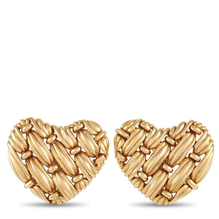 Pre-Owned Tiffany  Co. 18K Yellow Gold Heart Clip On Earrings商品第1张图片规格展示
