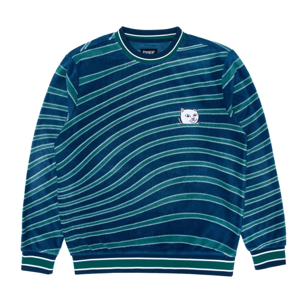 商品RIPNDIP|Dizzy Nermal Polar Fleece Crewneck (Navy/Teal),价格¥528,第1张图片