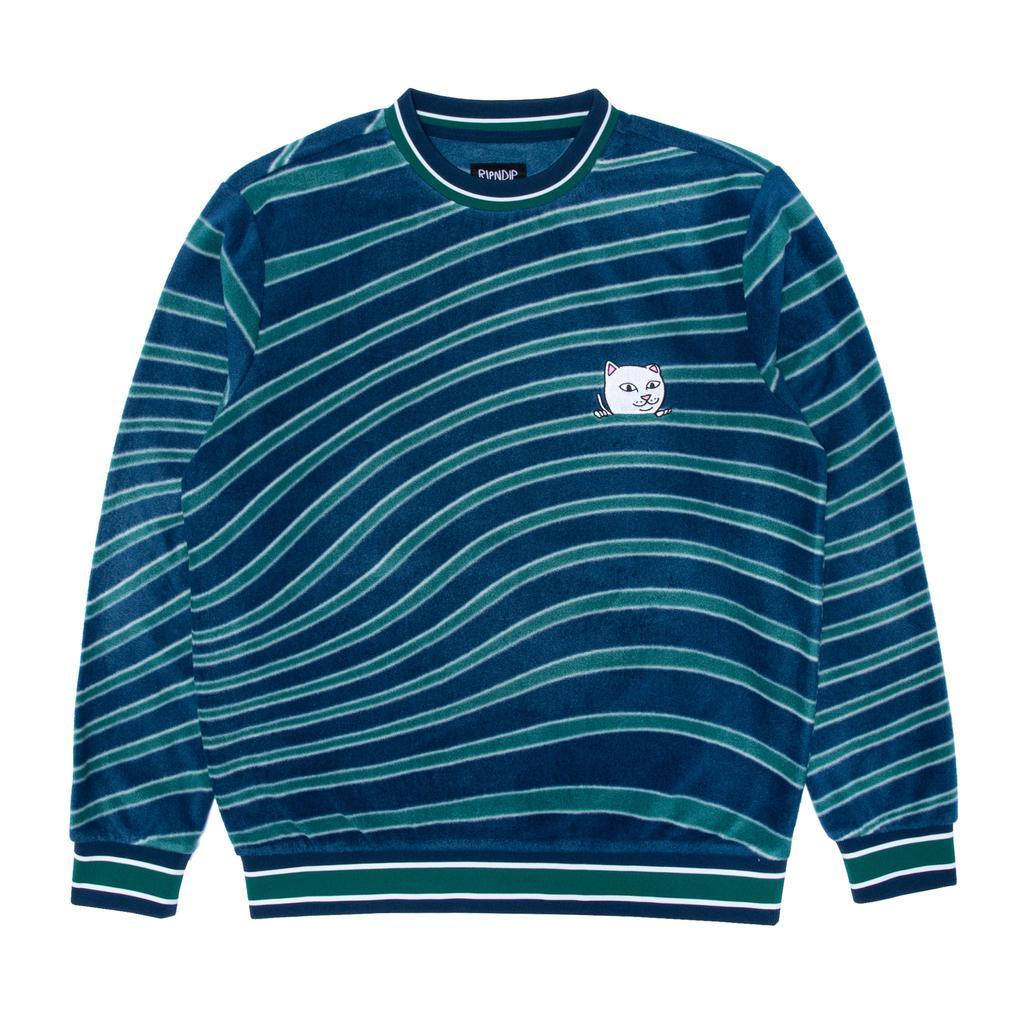 商品RIPNDIP|Dizzy Nermal Polar Fleece Crewneck (Navy/Teal),价格¥518,第1张图片