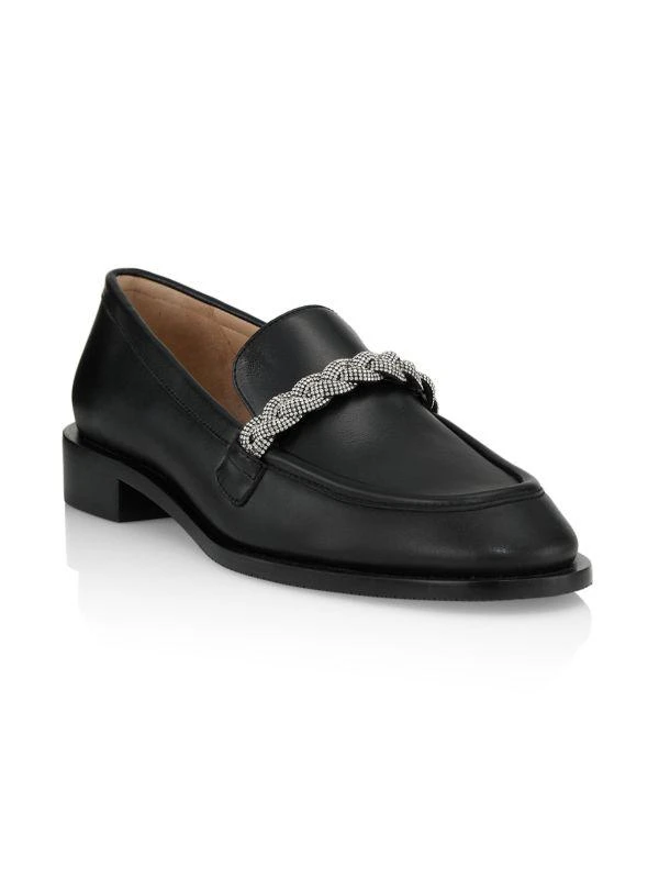 商品Stuart Weitzman|Palmer Crystal-Embellished Leather Loafers,价格¥730,第2张图片详细描述