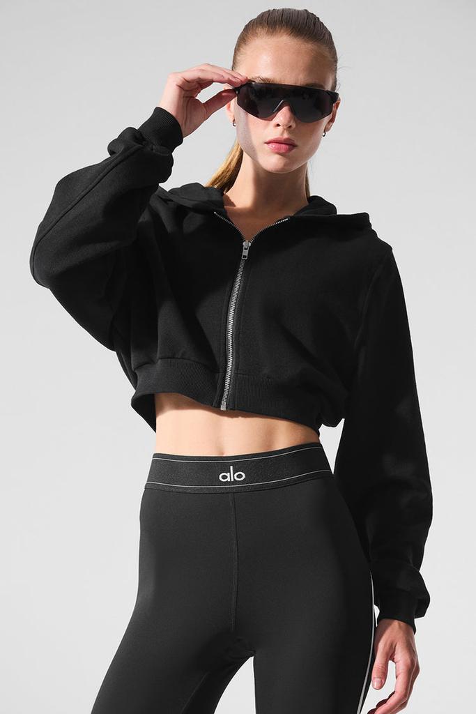 alo ブラック クロップドパーカー　S Sweet Escape Zip Up Hoodie - Black – On Sale Now with Up to 21