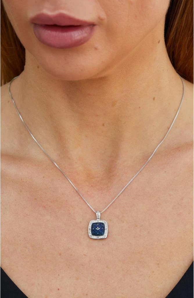 商品Savvy Cie Jewels|Rhodium Plated Blue & White Diamond Pendant Necklace - 0.033ct.,价格¥302,第2张图片详细描述