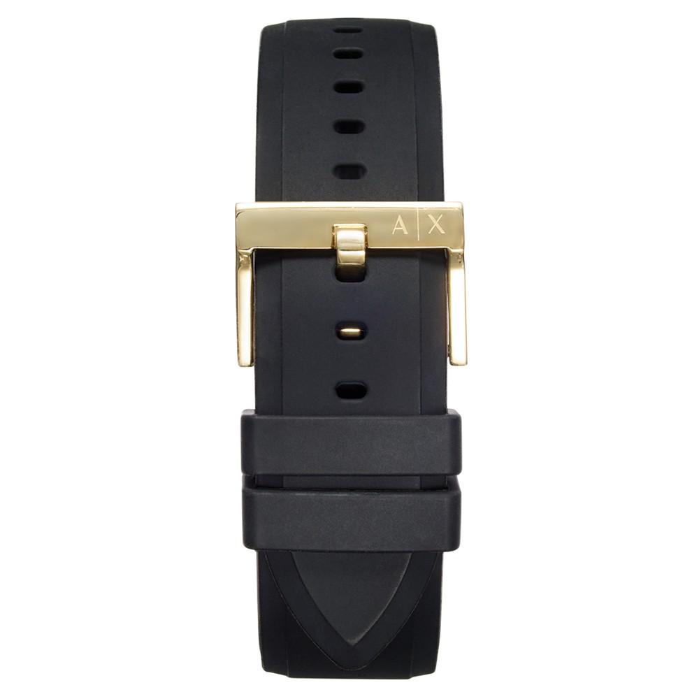 Men's Chronograph  Black Silicone Strap Watch 45mm Gift Set商品第4张图片规格展示