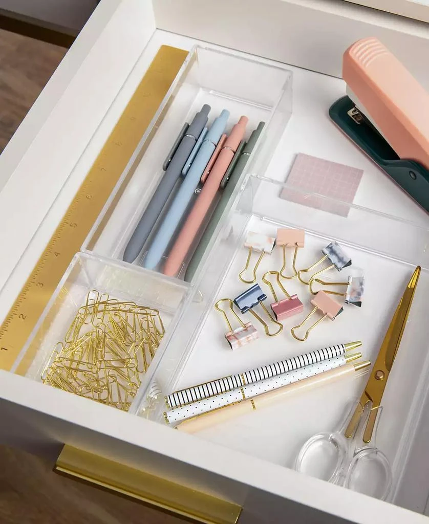 商品Martha Stewart|Brody Set of 3 Stack and Slide Plastic Tray Office Desktop Organizers, 1 Small, 1 Medium, 1 Large,价格¥115,第3张图片详细描述