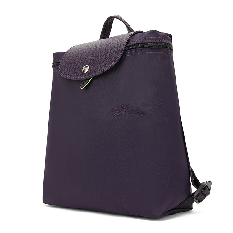 商品[国内直发] Longchamp|珑骧 Le Pliage Green 徽标标识按扣拉链可调节肩带 再生聚酰胺帆布 书包背包双肩包 中号 女款 紫色,价格¥1285,第3张图片详细描述
