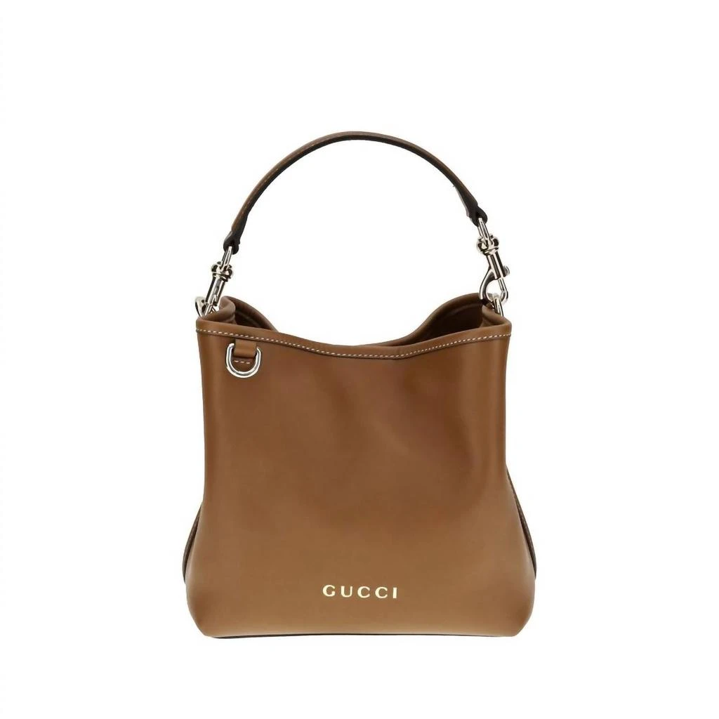 商品Gucci|Gucci - Women's Gg Emblem Leather Bucket Bag,价格¥16897,第1张图片