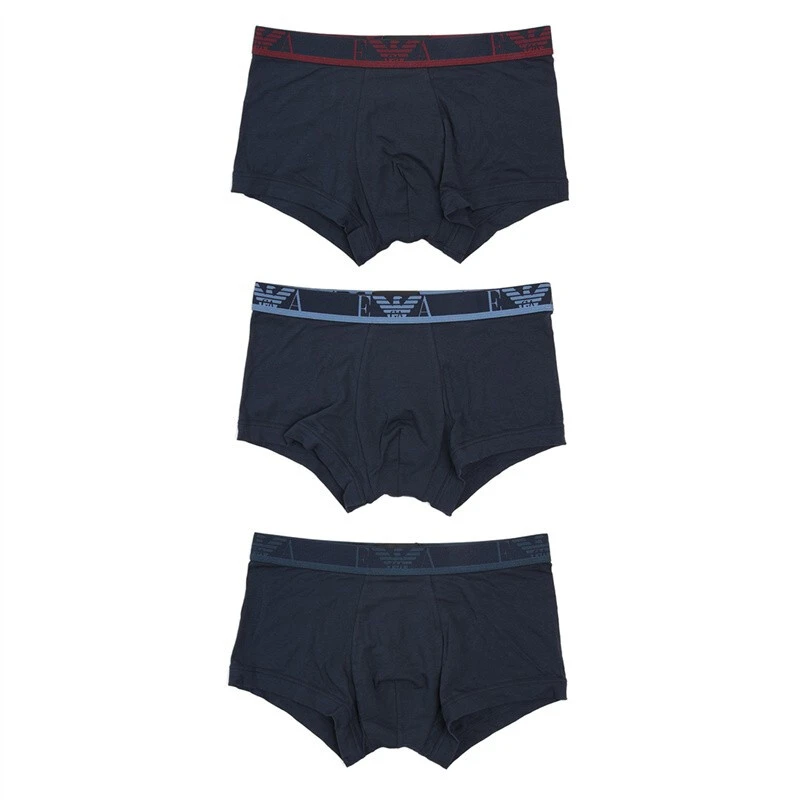 商品[国内直发] Emporio Armani|EMPORIO ARMANI 男士拼色棉质四角内裤三件套 111357-1A715-64135,价格¥495,第1张图片