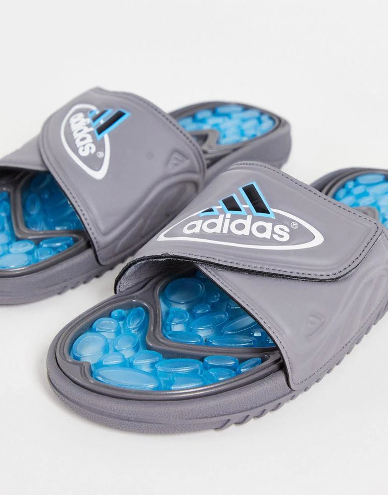 商品Adidas|adidas Originals Retossage sliders in grey and sky blue,价格¥204,第4张图片详细描述