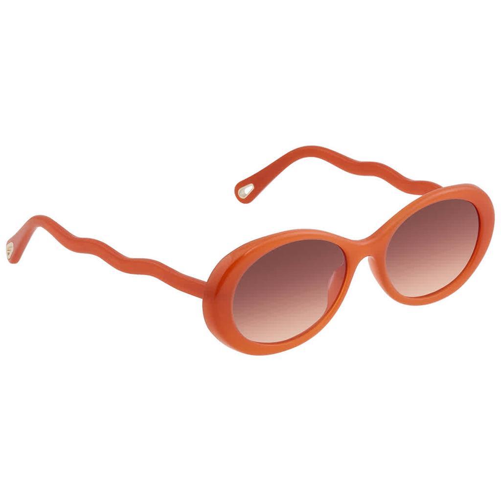 商品Chloé|Chloe Red Gradient Oval Ladies Sunglasses CH0088S 004 56,价格¥1102,第1张图片