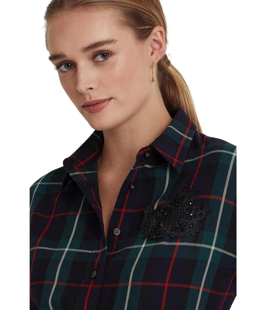 商品Ralph Lauren|Petite Bullion Patch Plaid Twill Shirt,价格¥1086,第3张图片详细描述