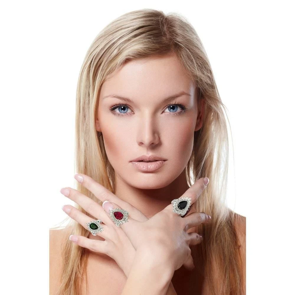 商品Suzy Levian|Suzy Levian 18k金+纯银 蓝色蓝宝石戴安娜戒指,价格¥819,第3张图片详细描述