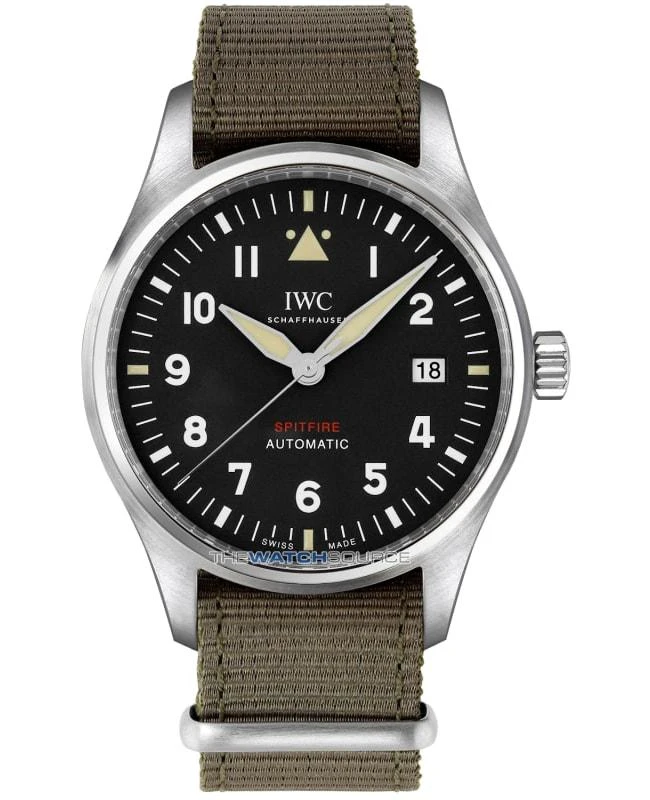 商品IWC Schaffhausen|IWC Pilot's Automatic Spitfire Black Dial Textile Strap Men's Watch IW326801,价格¥36164,第1张图片