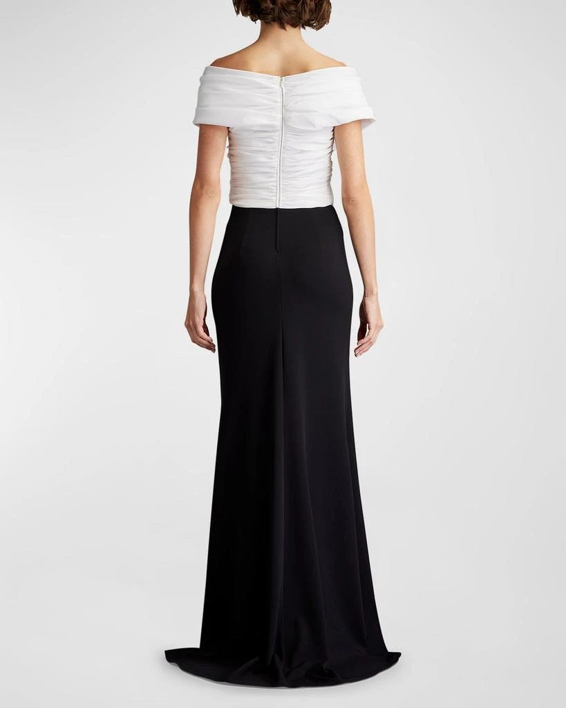 商品Tadashi Shoji|Pleated Two-Tone Off-Shoulder Gown,价格¥3689,第4张图片详细描述