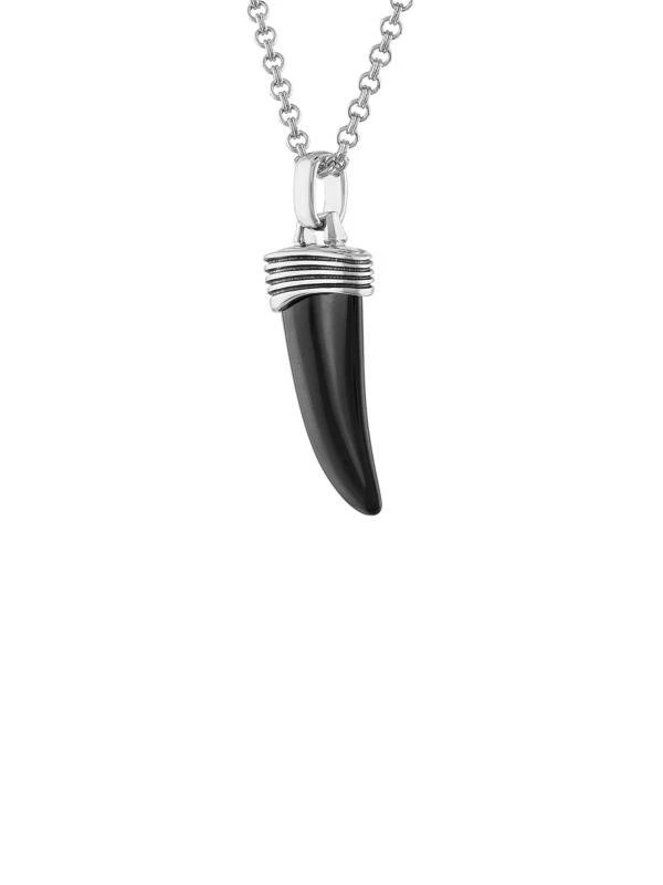 商品Esquire Men's Jewelry|Sterling Silver & Black Onyx Horn Pendant Necklace,价格¥715,第2张图片详细描述