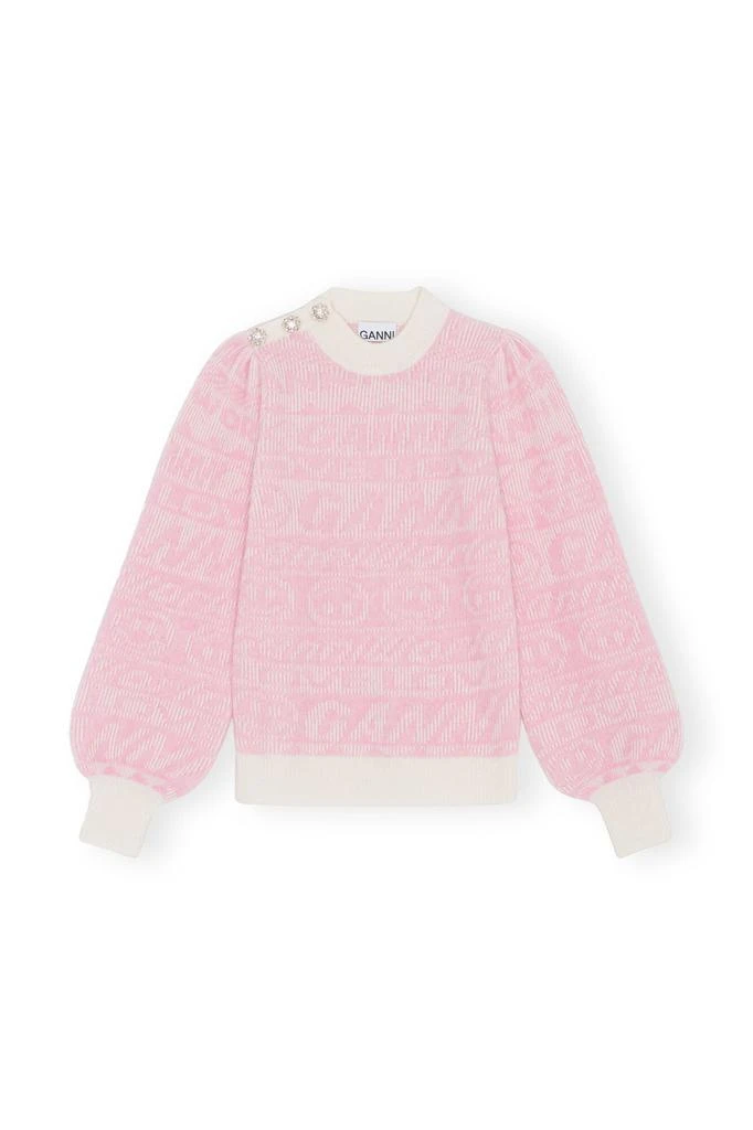 商品Ganni|Ganni Pink Logo wool Pullover,价格¥1529,第1张图片