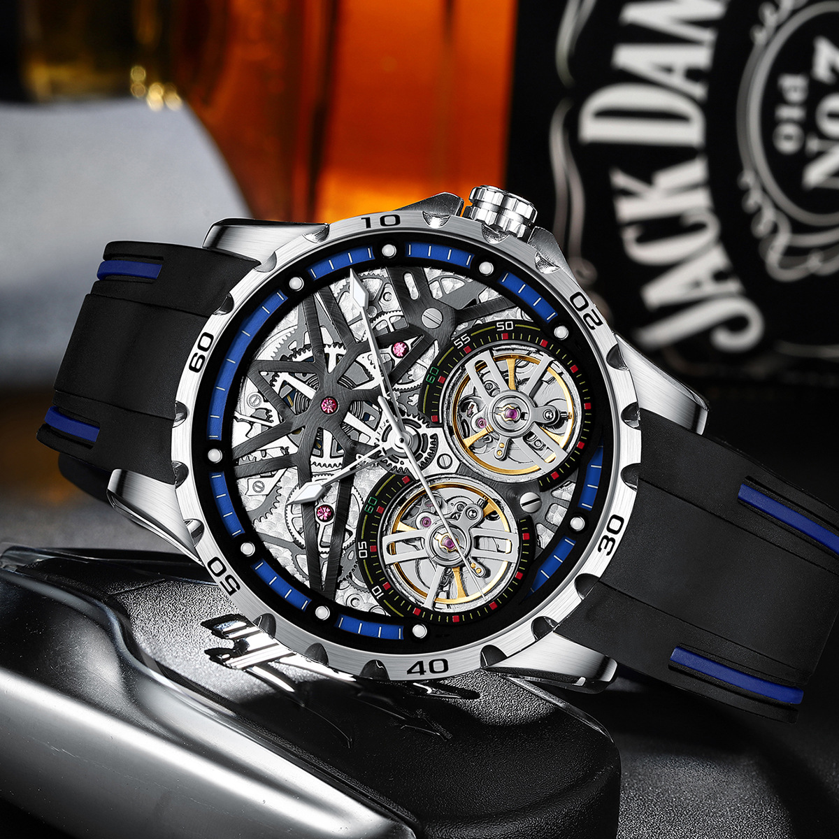 马克华菲品牌新款防水潮流手表创意圆形休闲手表男机械表商品第2张图片规格展示