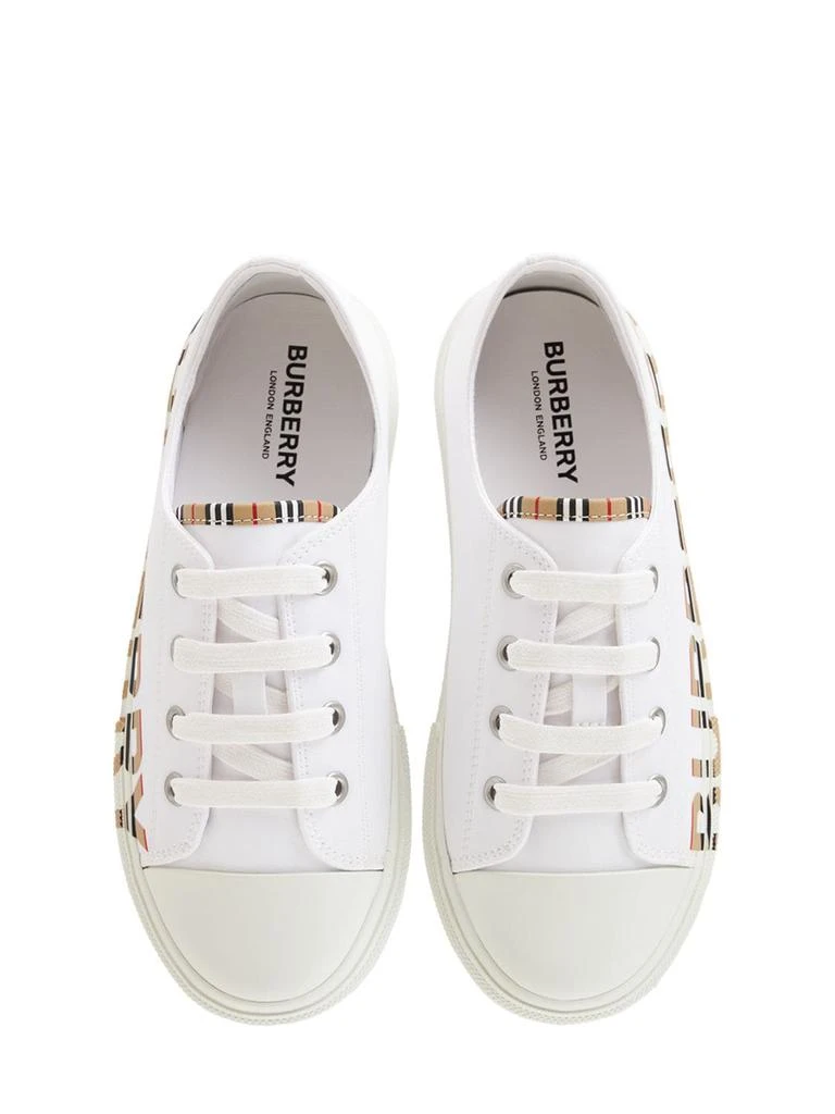 商品Burberry|Icon Stripe Logo Cotton Lace-up Sneakers,价格¥2227,第1张图片详细描述