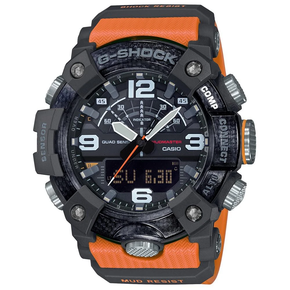 商品G-Shock|Men's Analog-Digital Connected Mudmaster Orange & Black Resin Strap Watch 53.1mm腕表,价格¥2907,第1张图片