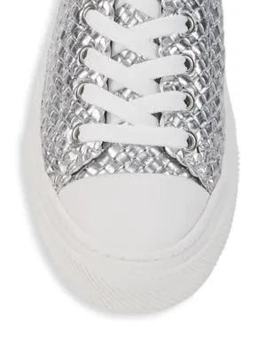 商品Stuart Weitzman|Wova Metallic Woven Leather Sneakers,价格¥720,第5张图片详细描述