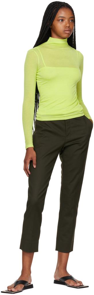 Green Double Layer Long Sleeve T-Shirt商品第4张图片规格展示