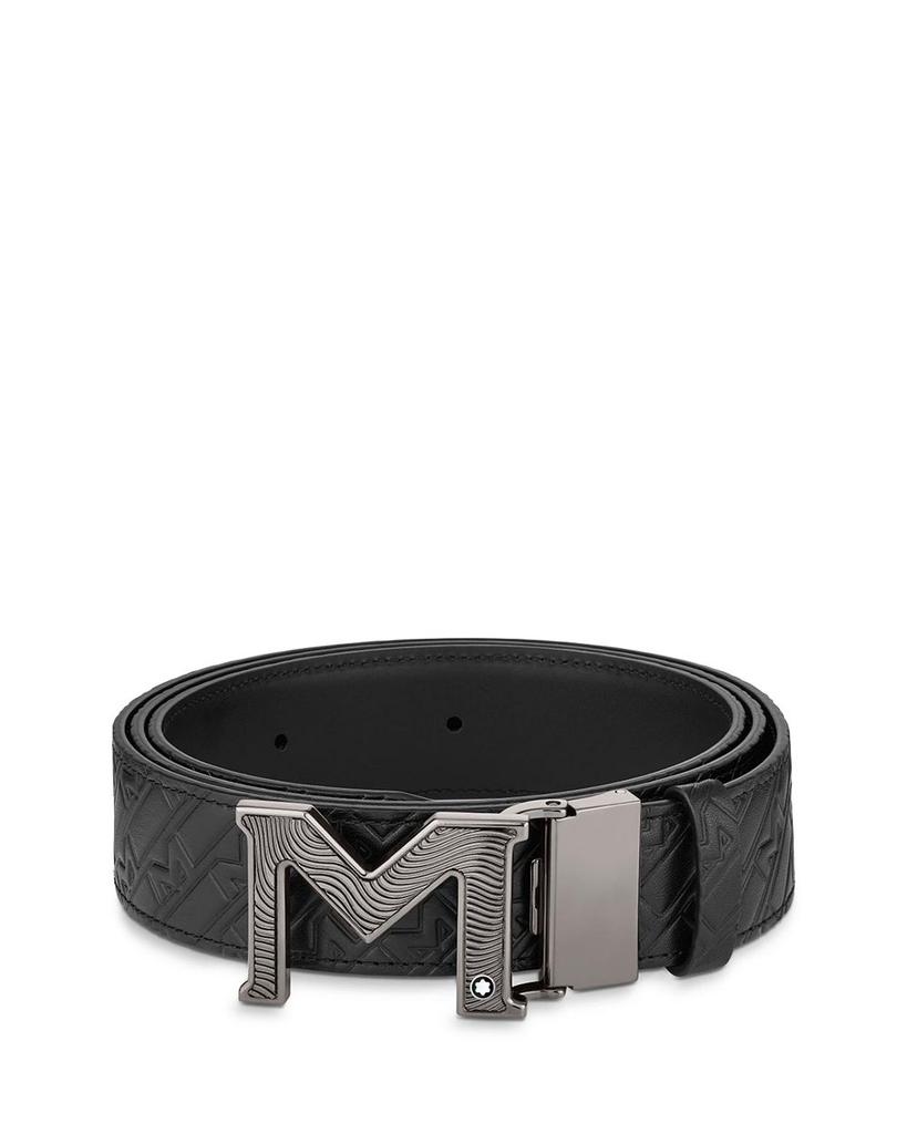 M Buckle Reversible Embossed Leather Belt商品第1张图片规格展示