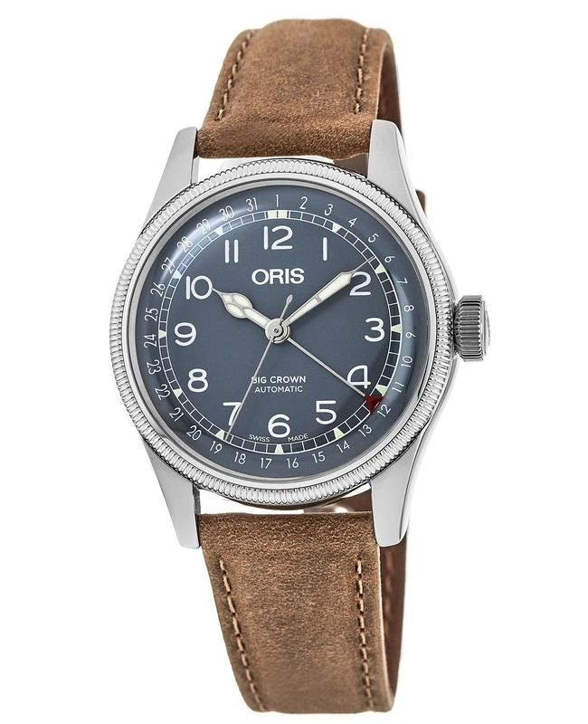 商品Oris|Oris Big Crown Pointer Date Automatic Blue Dial Leather Strap Men's Watch 01 754 7741 4065-07 5 20 63,价格¥12651,第1张图片