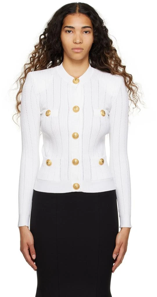 商品Balmain|White Tight Cardigan,价格¥3692,第1张图片