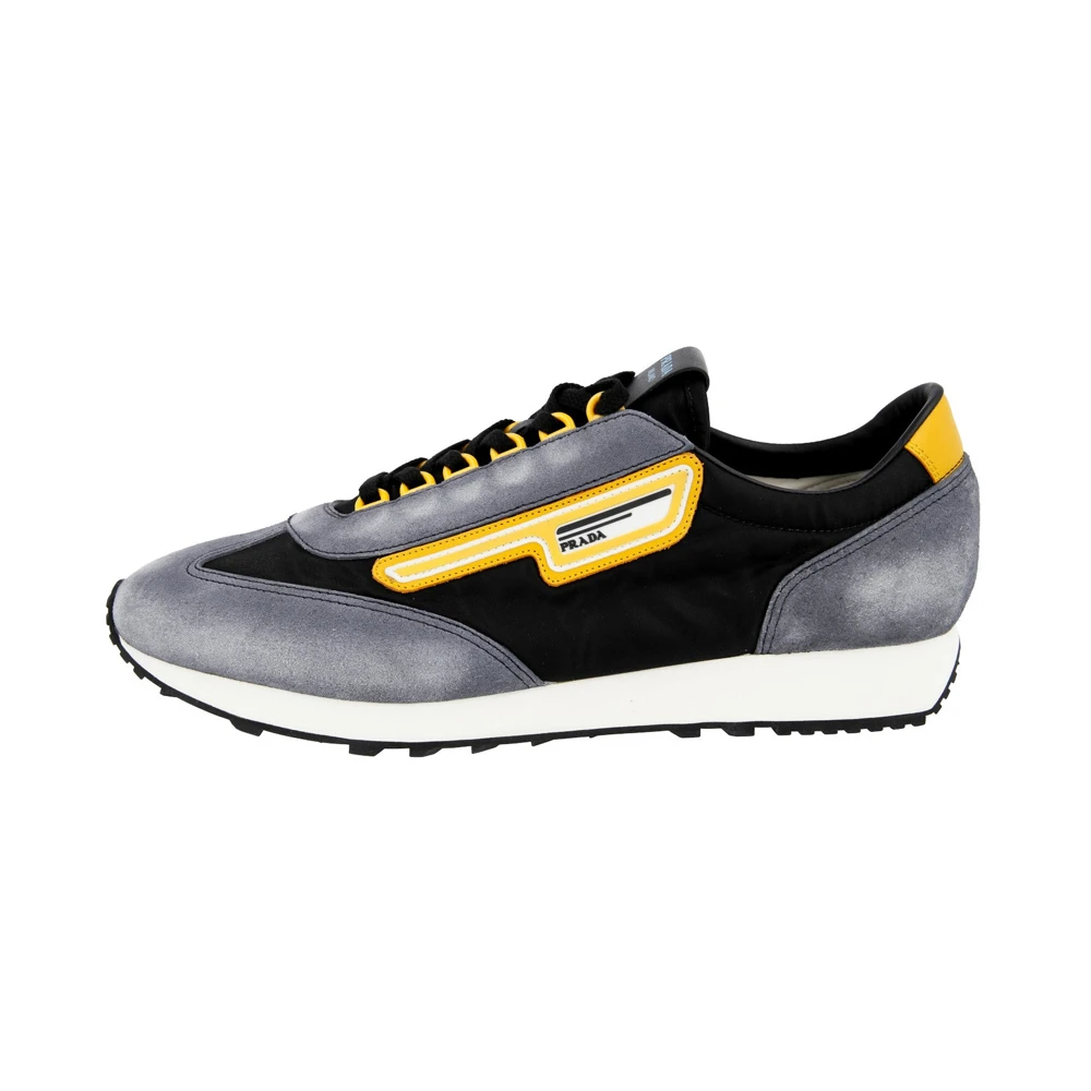 商品Prada|PRADA 男士黑色灰色拼色皮革运动鞋 2EG276-3KUY-F0002,价格¥2562,第1张图片