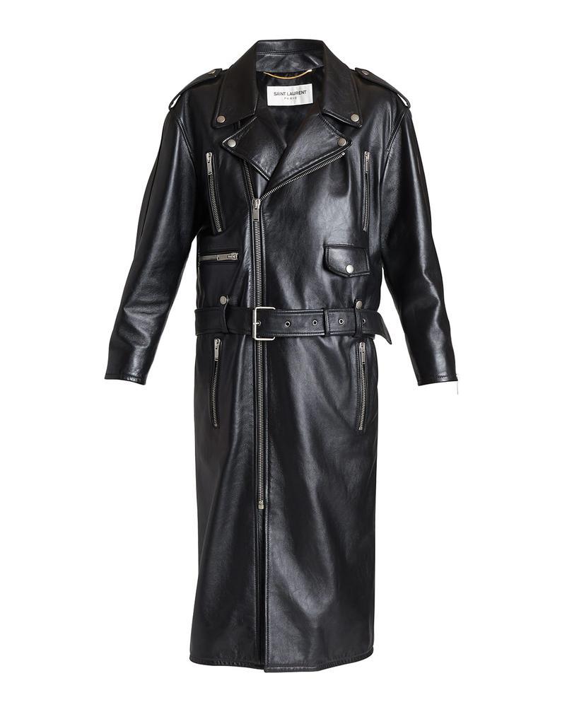 商品Yves Saint Laurent|Leather Mid Motorcycle Coat,价格¥54871,第4张图片详细描述