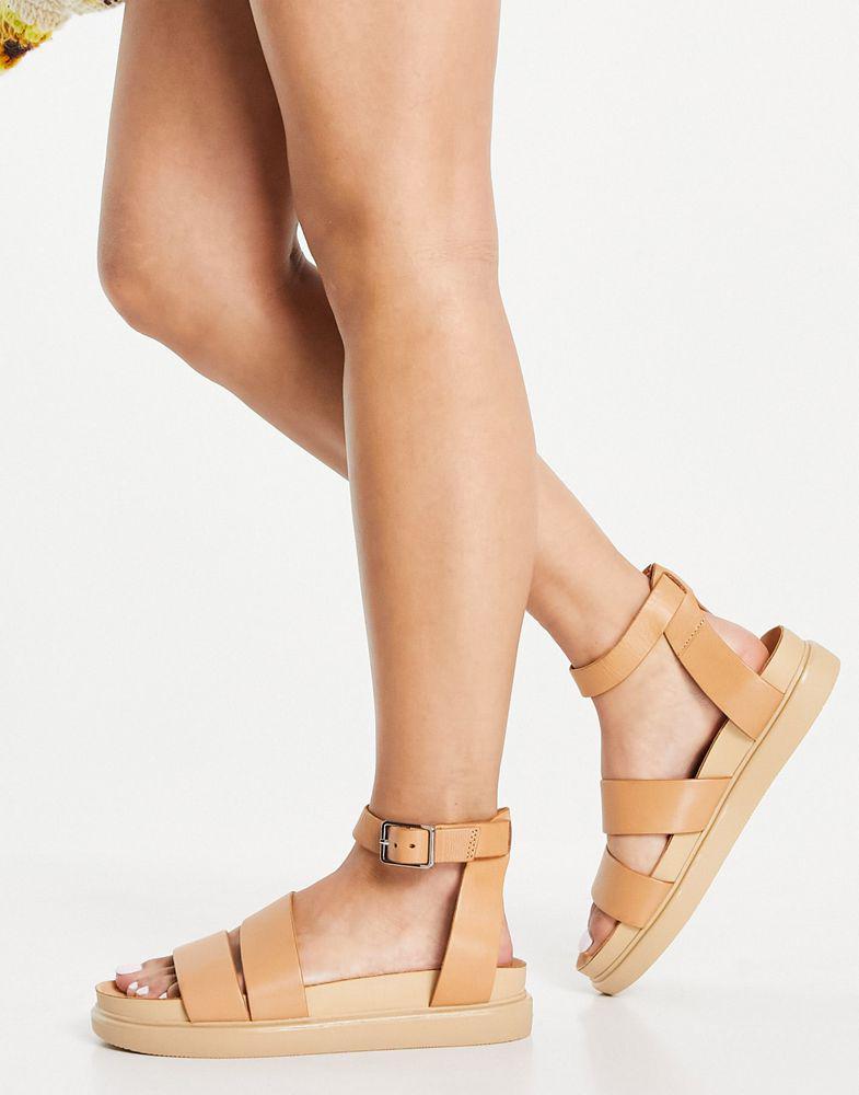 商品Vagabond|Vagabond Erin ankle strap leather flatform sandals in beige,价格¥482,第5张图片详细描述