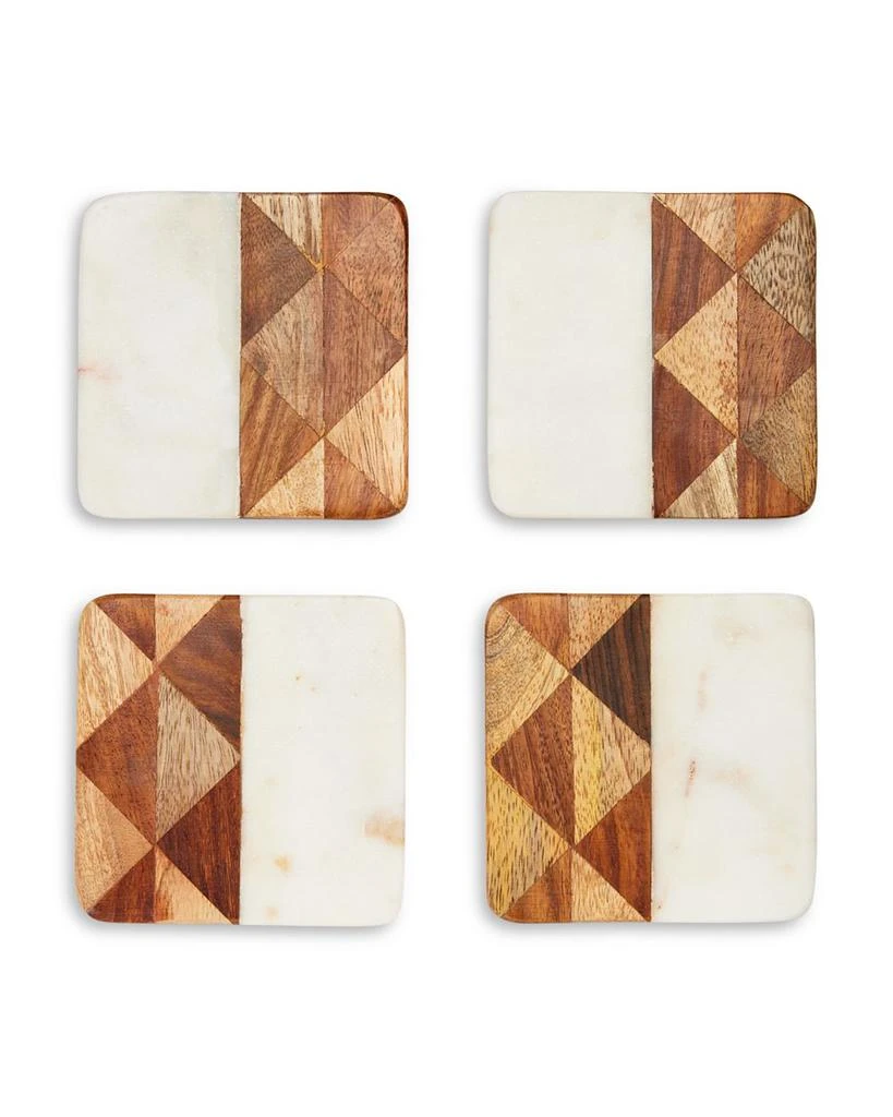 商品Be Home|Rockham Marble and Wood Coasters, Set of 4,价格¥401,第1张图片