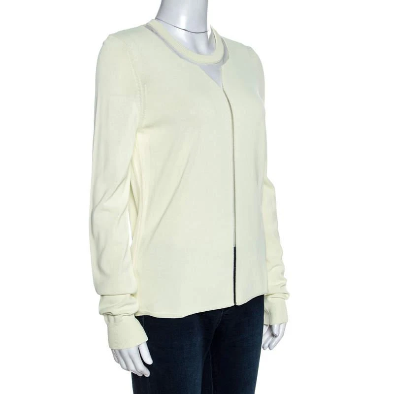 商品[二手商品] Alexander Wang|Alexander Wang Highlighter Yellow Knit Sheer Paneled Pullover L,价格¥797,第2张图片详细描述