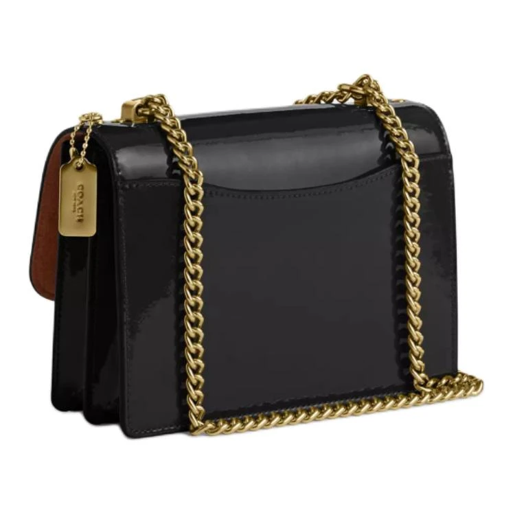 商品[国内直发] Coach|蔻驰 Klare 18 品牌徽标翻盖开合 漆皮拼光滑皮革 斜挎单肩包 迷你 女款 黑色,价格¥1412,第3张图片详细描述