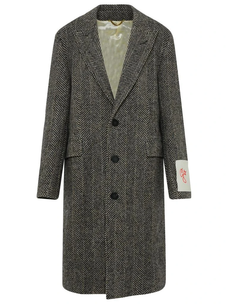 商品Golden Goose|Golden Goose Deluxe Brand Logo Patch Herringbone Patterned Coat,价格¥7237,第1张图片