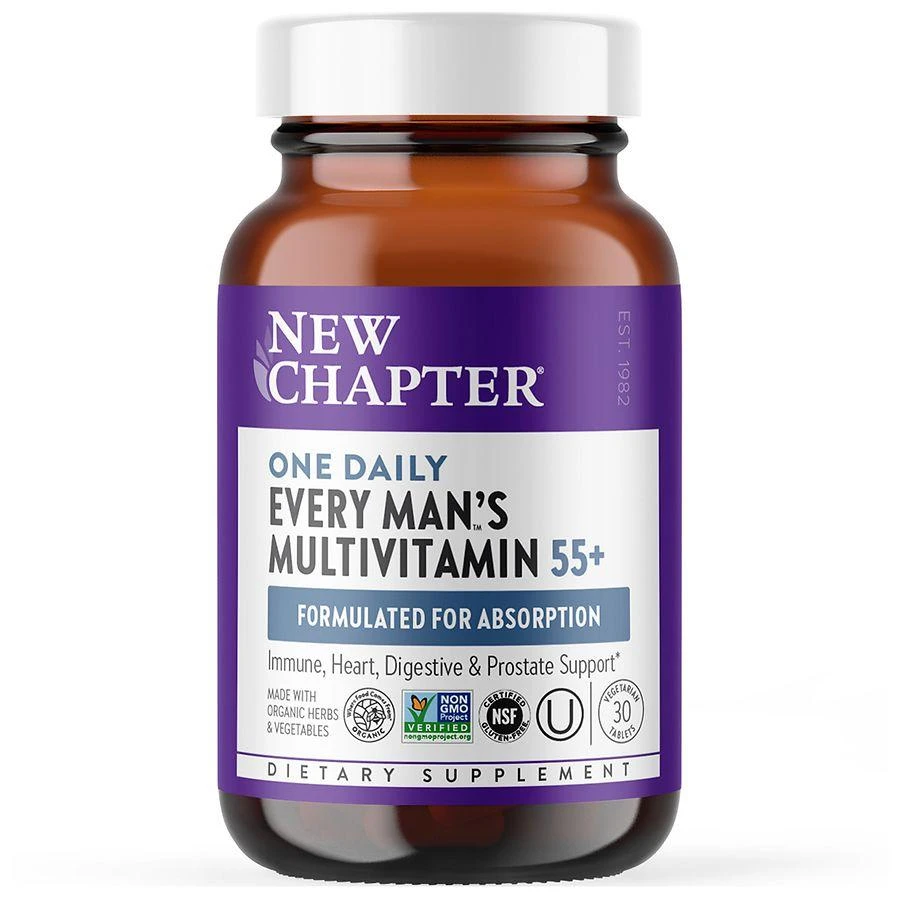 商品New Chapter|Every Man's One Daily 55+ Multivitamin, Vegetarian Tablets,价格¥278,第1张图片