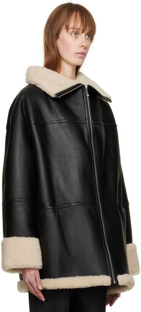 商品Totême|Black & Off-White Signature Shearling Jacket,价格¥16770,第4张图片详细描述